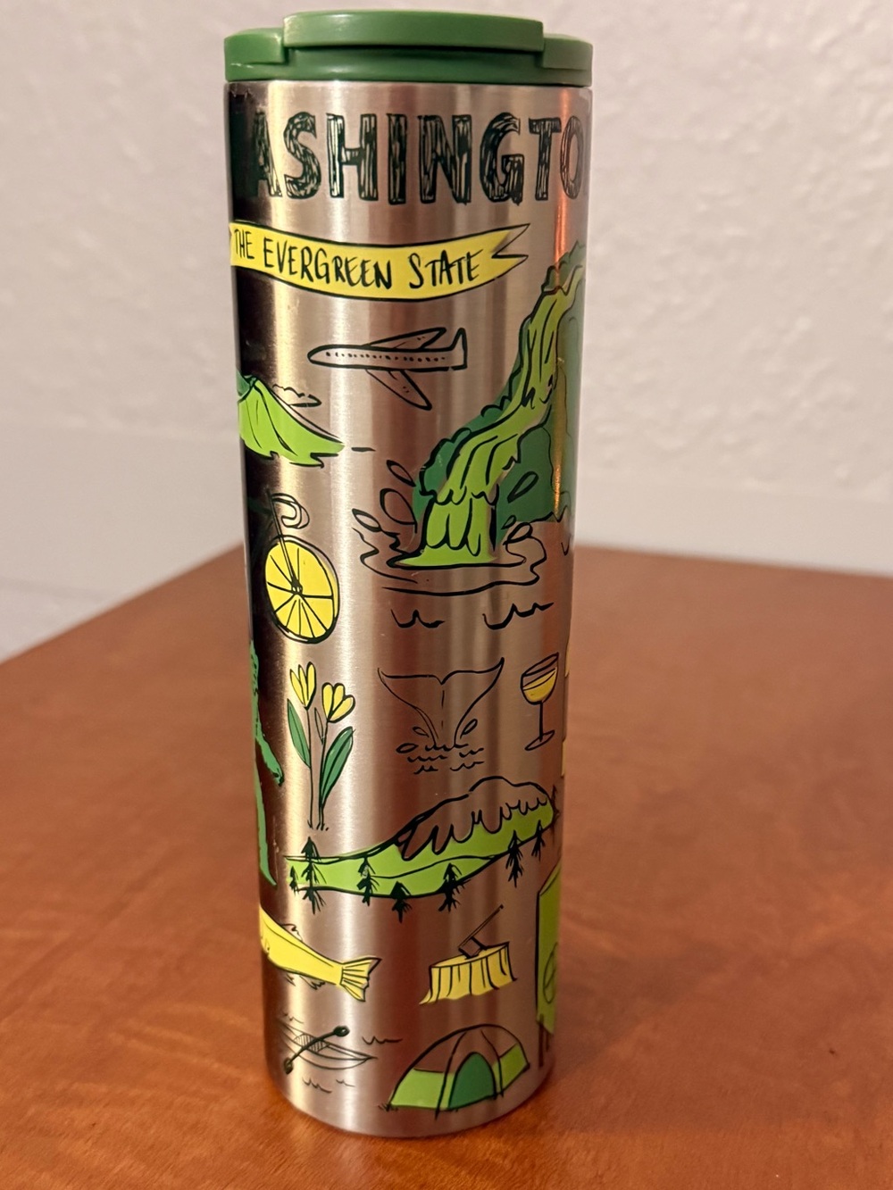 Starbucks Stainless WASHINGTON Tumbler Flip-Top 16oz travel tumbler